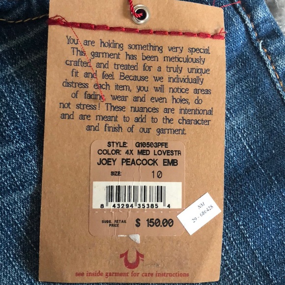True religion size 10 (girls) Joey peacock emb - Picture 3 of 7